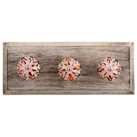 Mixed Color Leaf Ceramic Melon Wooden Hooks